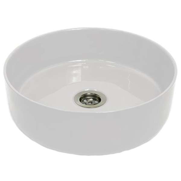 Раковина, умивальник Adamant ARENA, штучний камінь, кругла, без отвору для змішувача та переливу, 360х113мм, накладний, білий