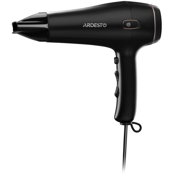 Фен ARDESTO HD-Y210, 1750-2100Вт, 2 швидкості, 3темп.режими, авто.змотування шнура, чорний