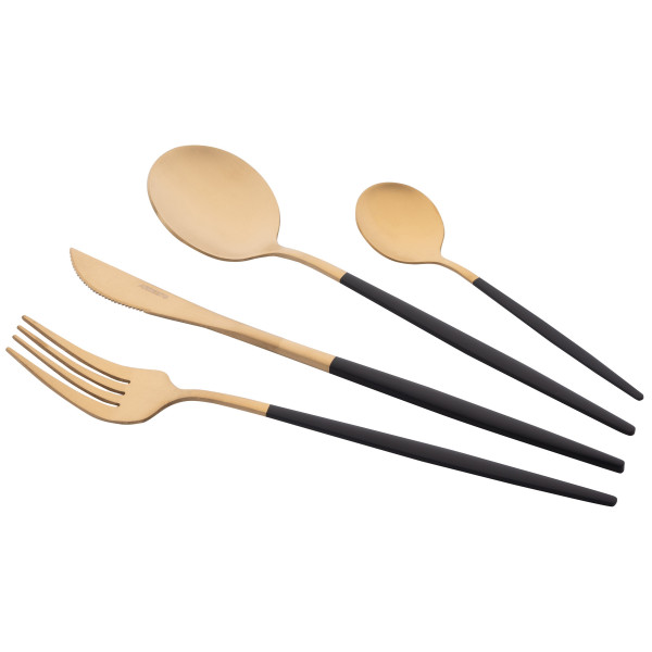 Набір столових приборів ARDESTO Gemini Lecco, 4 прибори, нержавіюча сталь, золотисто-чорний