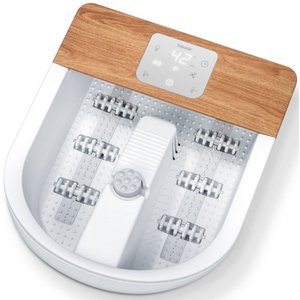 Масажна ванночка Beurer для ніг, від мережі, 3 режими, 3 насадки, сенс. керув., біло-коричневий