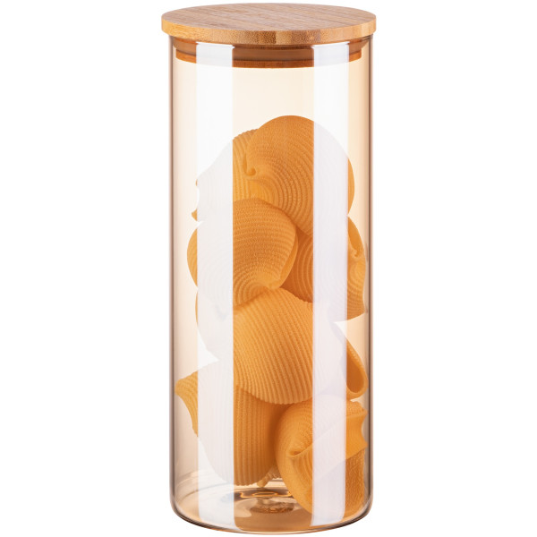 Банка для зберігання ARDESTO Golden Moon, 1000мл, скло, бамбук, кругла, золотистий
