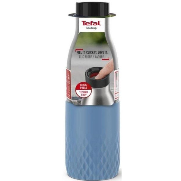 Термопляшка Tefal Bludrop soft touch, 500мл, нержавіюча сталь, блакитний