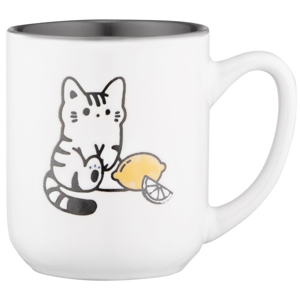 Чашка ARDESTO Cat, 380мл, кераміка, біло-сірий