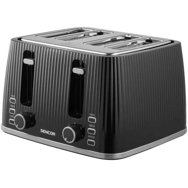 Тостер Sencor 1860Вт, підігрів, розморожування, 4 слоти, пластик, чорний
