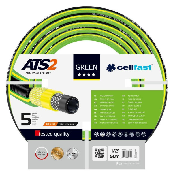 Шланг садовий Cellfast GREEN ATS 1/2" 50м 5 шарів до 30бар -20…+60°C