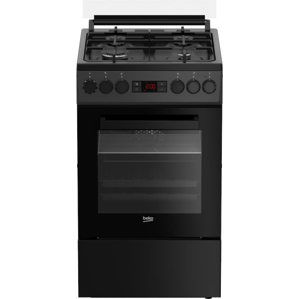 Плита Beko комбінована, 60л, 50x60см, дисплей, конвекція, чавун, чорний