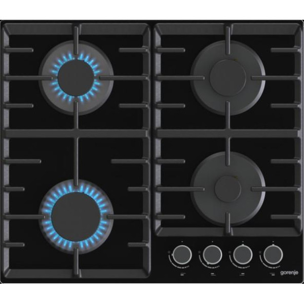 Варильна поверхня Gorenje газова на склі, 60см, чавун, чорний