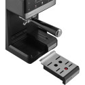 Кавоварка Sencor ріжкова 1.8л, мелена, автоматичний капучинатор, LCD-дисплей, нерж. сталь-чорний