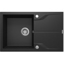 Мийка кухонна Deante Andante, граніт, прямокутник, з крилом, 780х490х194мм, чаша - 1, накладна, металічний графіт