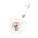 Чашка з ложкою ARDESTO Music, 320мл, порцеляна, нержавіюча сталь, білий