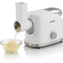 М'ясорубка Gorenje, 1800Вт, 2.1кг/хв, 2 решітки, насадка для ковбас, кеббе, томатів, 3 терки, пластик/метал, білий