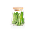 Банка для зберігання ARDESTO Midori, 740мл, скло, бамбук, конусна, прозорий