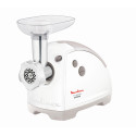 М'ясорубка Moulinex, 2000Вт, 2.6кг/хв, 2 решітки, насадка для ковбас, кеббе, томатів, 5 терок, пластик, біло-сірий