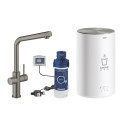 Комплект змішувача для кухні Grohe Red Duo і бойлерна система M розміру, матовий графіт