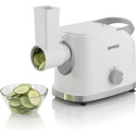 М'ясорубка Gorenje, 1800Вт, 2.1кг/хв, 2 решітки, насадка для ковбас, кеббе, томатів, 3 терки, пластик/метал, білий