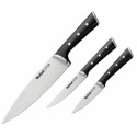 Набір ножів Tefal Ice Force, 3шт, нержавіюча сталь, пластик, чорний