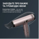Фен Rowenta T-Shape Maestria Nano Foldable, 1700Вт, 3 режими, іоніз-я, хол. обдув, кейс, рожевий