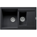 Мийка кухонна Franke Maris, фраграніт, прямокутник, з крилом, 780х500х200мм, чаша - 2, накладна, MRG 651-78, онікс