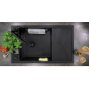 Мийка кухонна Deante Magnetic, граніт, прямокут., з крилом, 820х500х219мм, чаша - 1, накладна, чорний матовий