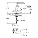 Змішувач для кухні Grohe Eurosmart, довж.виливу - 228мм, поворотний, 1важіль, супер сталь