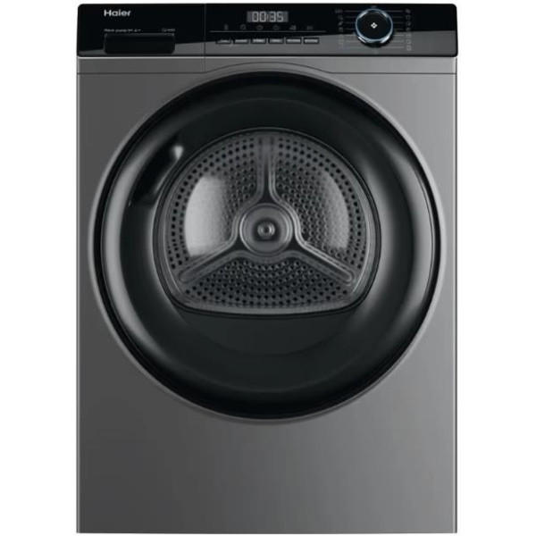 Сушильна машина Haier тепловий насос, 9кг, A+++, 59,5см, дисплей, пара, cріблястий