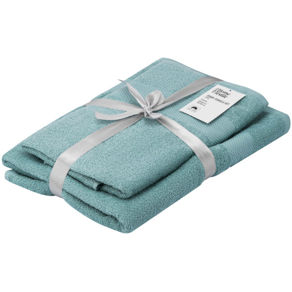 Набір рушників махрових ARDESTO Essence 50х90см, 70х140см, 2шт, 100% бавовна, аква