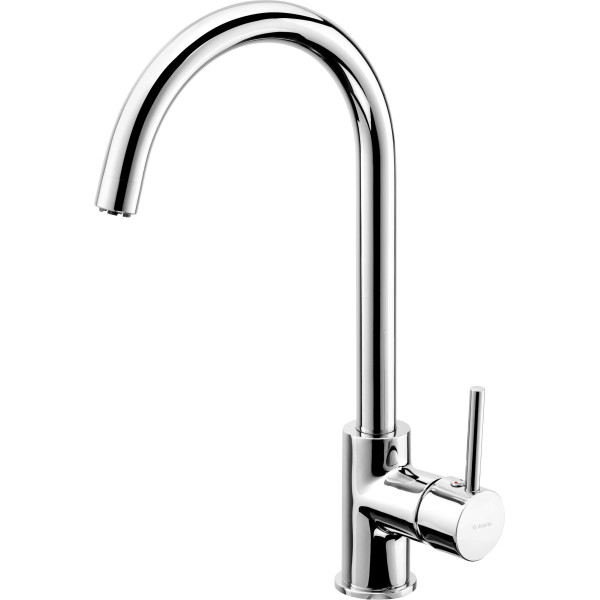 Змішувач для кухні Deante Low pressure, довж.виливу - 183мм, поворотний, 1важіль, 3-е підкл., хром