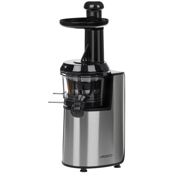 Соковитискач ARDESTO шнековий 200Вт, чаша-0.6л, жмих-0.6л, пластик/метал, сріблясто-чорний