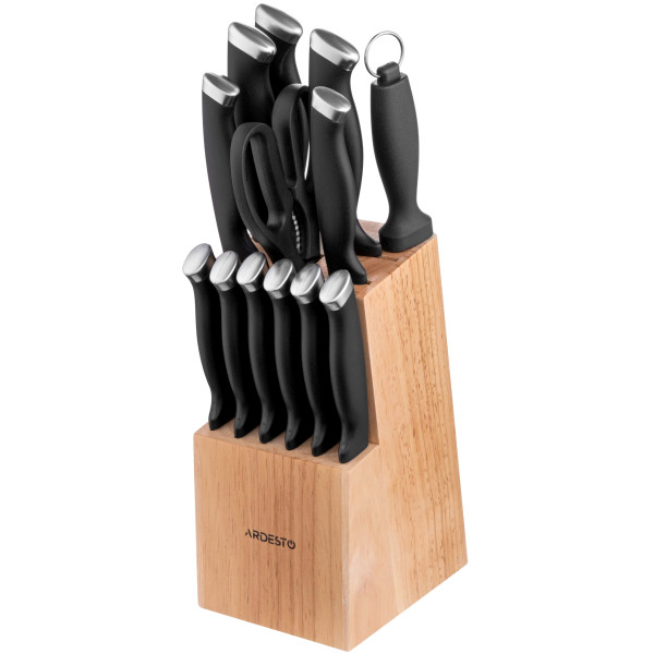 Набір ножів з блоком ARDESTO Gemini Gourmet, 14 предметів, нержавіюча сталь, пластик, каучук