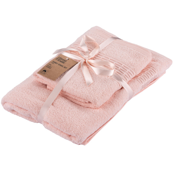 Набір рушників махрових ARDESTO Lotus, 50х90см, 70х140см, 2шт, 100% бавовна, рожевий світлий