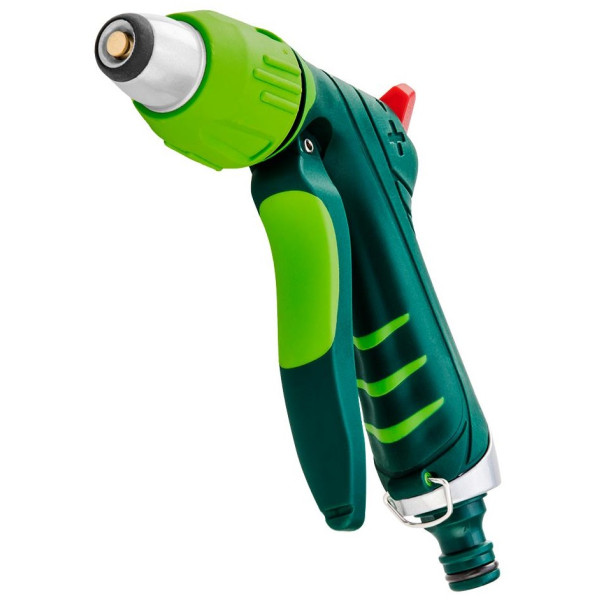 Зрошувач ручний Verto, пістолетний, 1/2"-3/4", 1 функція, регулювання форми струменя води, тримач двокомпонентний