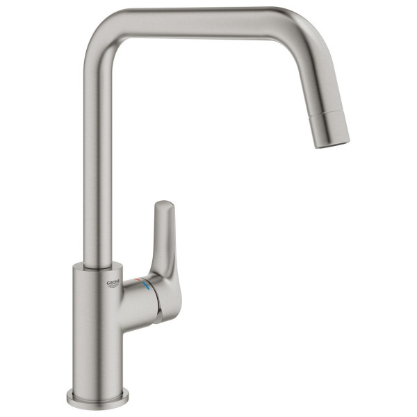 Змішувач для кухні Grohe Eurosmart, довж.виливу - 228мм, поворотний, 1важіль, супер сталь