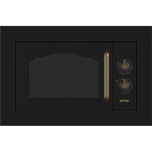 Мікрохвильова піч Gorenje вбудовувана Retro, 23л, міх. управл., 800Вт, гриль, чорний