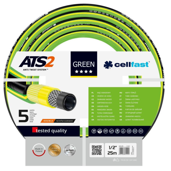Шланг садовий Cellfast GREEN ATS 1/2" 25м 5 шарів до 30бар -20…+60°C
