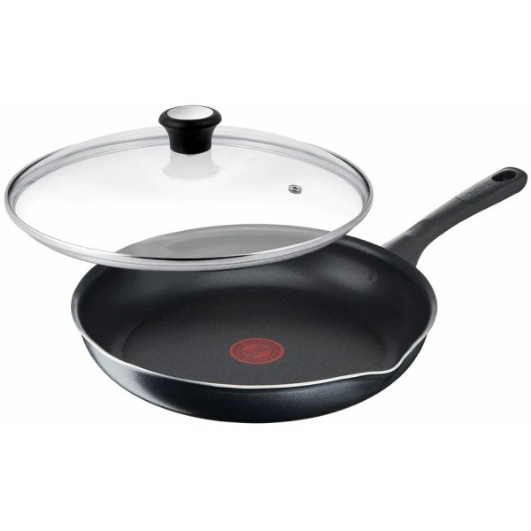 Сковорода з кришкою Tefal Day by Day, 24см, з кришкою, алюміній, бакеліт, скло, чорний