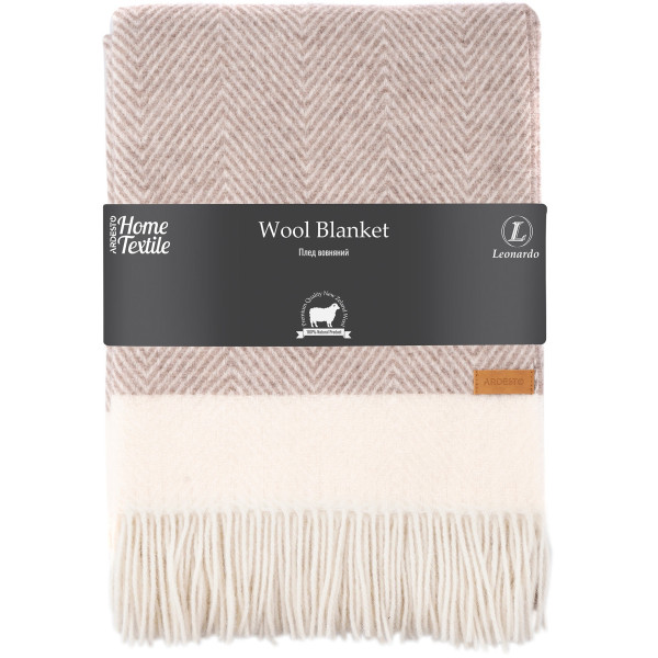 Плед ARDESTO Leonardo Bianco, 140x200см, 100% вовна, бежевий