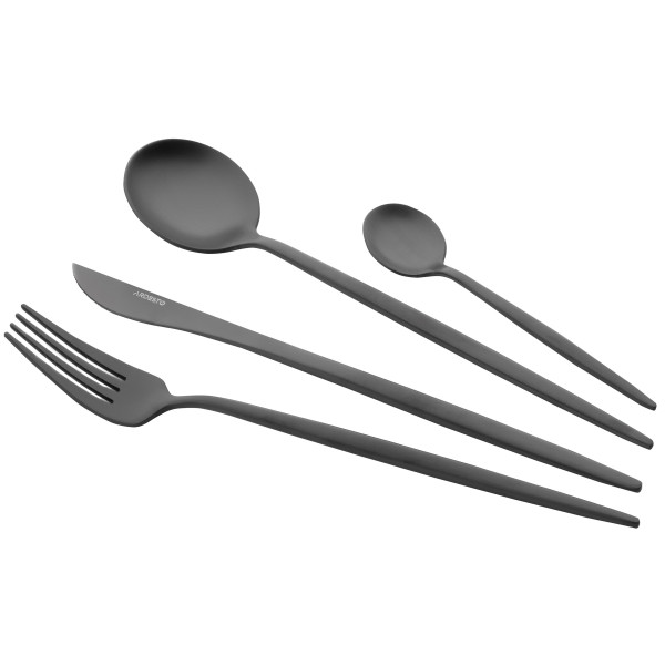 Набір столових приборів ARDESTO Black Mars Trento, 4 прибори, нержавіюча сталь, чорний