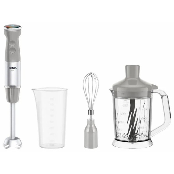 Блендер Tefal заглибний Quickchef+ 1000Вт, 3в1, чаша-800мл, чопер-1000мл, турборежим, сріблясто-сірий