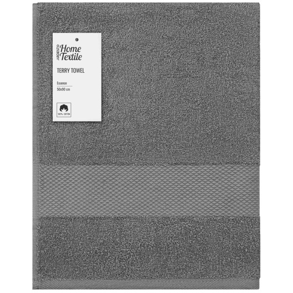 Рушник махровий ARDESTO Essence 50х90см, 100% бавовна, сірий темний