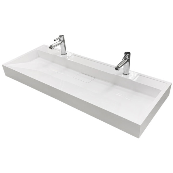 Раковина, умивальник Adamant VISION, штучний камінь, прямокут., з отвором для змішувача, без переливу, 1200х455х110мм, накладний, білий