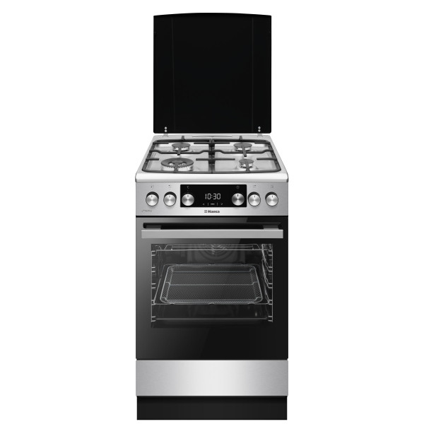 Плита Hansa комбінована, 65л, 50x60см, дисплей, конвекція, чавун, нерж