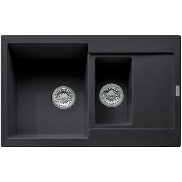 Мийка кухонна Franke Maris, фраграніт, прямокутник, з крилом, 780х500х200мм, чаша - 2, накладна, MRG 651-78, онікс