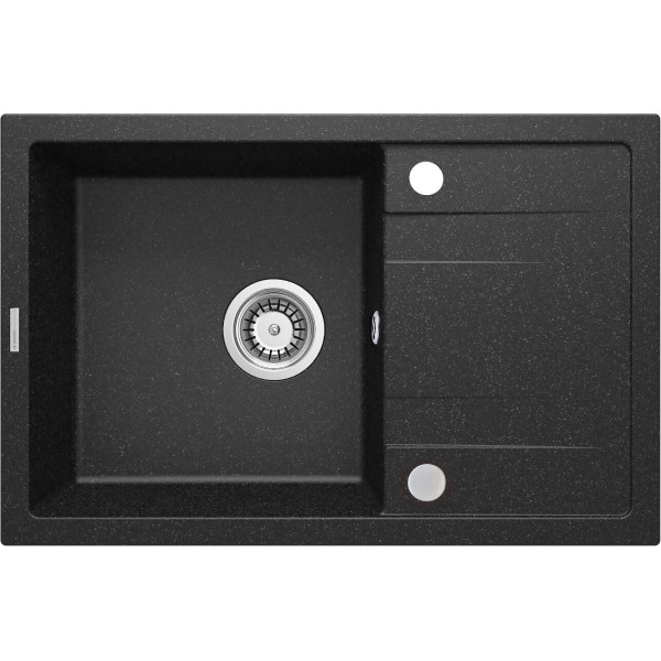 Мийка кухонна Deante Corio, граніт, прямокутник, з крилом, 670х440х175мм, чаша - 1, накладна, графіт