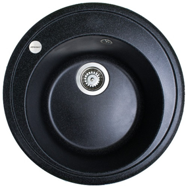 Мийка кухонна Adamant Sun, штучний камінь, кругла, без крила, 510x200мм, чаша - 1, врізна, чорний