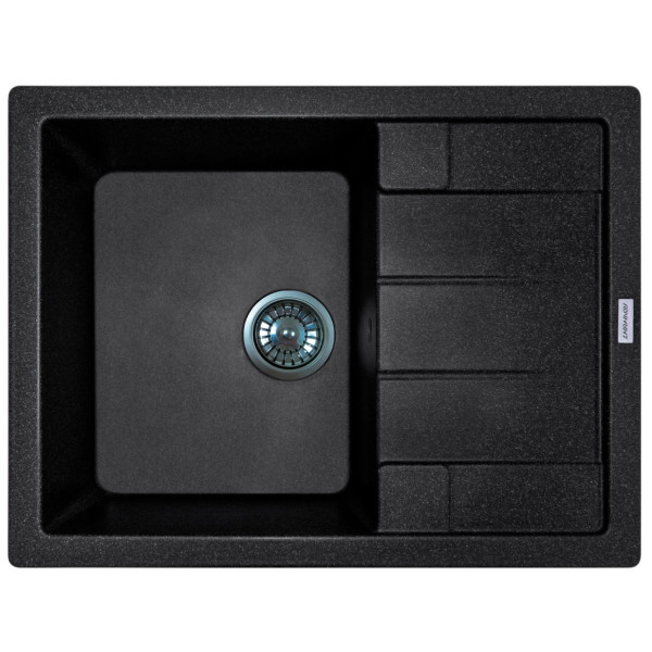 Мийка кухонна Adamant Anila, штучний камінь, прямокут., з крилом, 645х495х200мм, чаша - 1, врізна, чорний