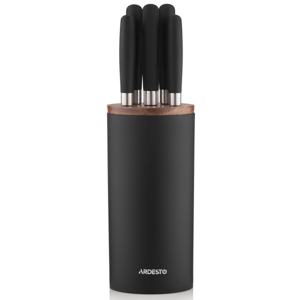 Набір ножів з блоком ARDESTO Gemini, 6 предметів, нержавіюча сталь, пластик, чорний