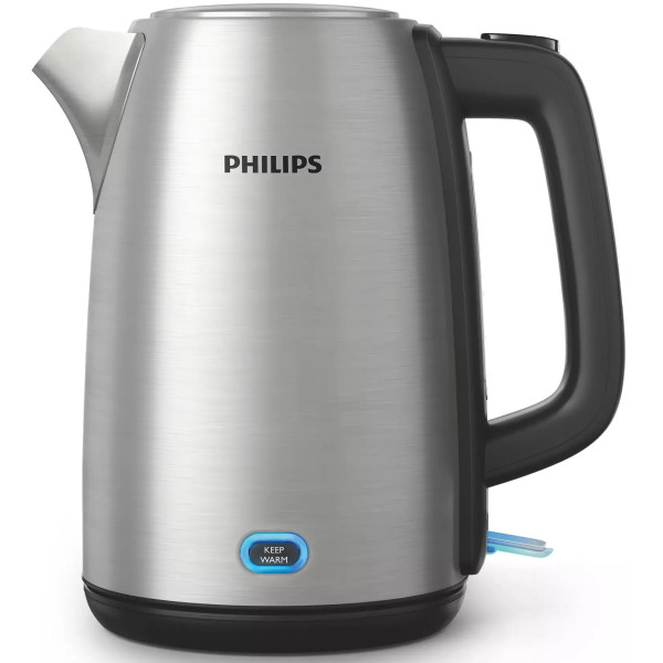 Електрочайник Philips Viva Collection 1.7л, LED підсвітка, сріблясто-чорний