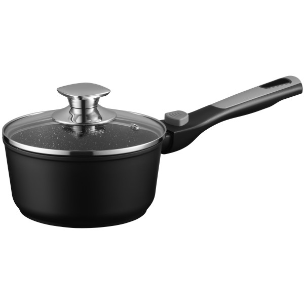 Ківш зі скляною кришкою ARDESTO Gemini Bari, 1.3л, алюміній, чорний