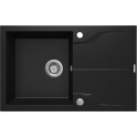 Мийка кухонна Deante Andante, граніт, прямокутник, з крилом, 780х490х194мм, чаша - 1, накладна, чорний