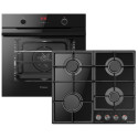 Комплект Hansa (духовка електрична + поверхня газ на склі), чорний